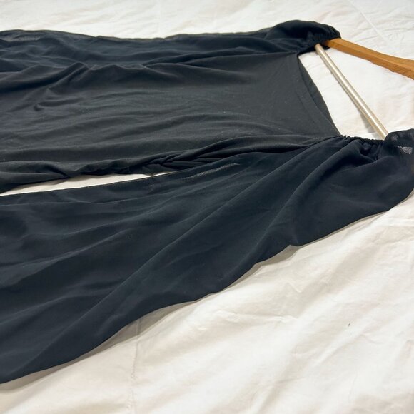 SHEIN Black Square Neck Bodycon Mini Dress Size Small Long Sheer Puff Sleeve - Picture 8 of 8